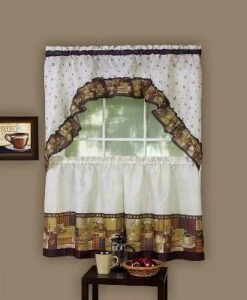 GoodGram Coffee Complete Kitchen Curtain Tier And Swag Set