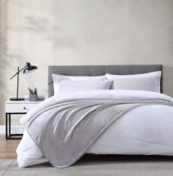 Kate Aurora Ultra Soft & Premium Plush Oversized Pom Pom Accent Fleece Throw Blanket - 50 In. W X 70 In. L