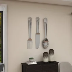 36" Aluminum Utensils Knife, Spoon And Fork Wall Decor Set Of 3 Silver - Olivia & May 19 36" Aluminum Utensils Knife, Spoon And Fork Wall Decor Set Of 3 Silver - Olivia & May -Home Improvement Store GUEST 744b610c 2f5f 48ca bb7d 569255f24f97