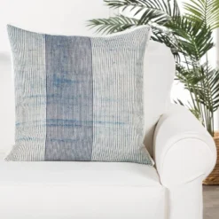 22"x22" Oversize Alicia Handmade Striped Down Filled Square Throw Pillow Blue/White - Jaipur Living -Home Improvement Store GUEST 74dea664 b1c7 479f 8694 43aba0800b59