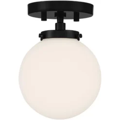 Possini Euro Design Jilly Modern Ceiling Light Semi Flush Mount Fixture 6 3/4" Wide Black White Glass Globe Shade For Bedroom Kitchen Living Room Home -Home Improvement Store GUEST 7994f1f5 c085 4335 993f d468a911d439