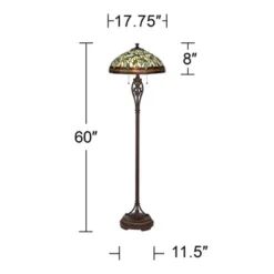 Robert Louis Tiffany Traditional Floor Lamp 60" Tall Bronze Tiffany Style Leaf Pattern Stained Glass Shade For Living Room Reading Bedroom -Home Improvement Store GUEST 7a52412e dc1d 4718 b489 9b3044fe607b