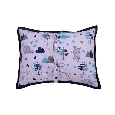 Bacati - Woodlands Aqua/Navy/Grey Boys Cotton Embroidered Decorative Throw Pillow 3 Bacati - Woodlands Aqua/Navy/Grey Boys Cotton Embroidered Decorative Throw Pillow