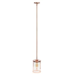 1-Light 9.25" Modern Farmhouse Adjustable Hanging Cylindrical Clear Glass Pendant Fixture With Metal Accent - Lalia Home -Home Improvement Store GUEST 7b7ab915 c7b6 439b a80d fa6140293052