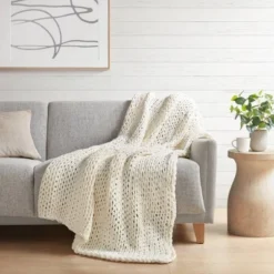 50"x60" Chunky Double Knit Handmade Throw Blanket - Madison Park