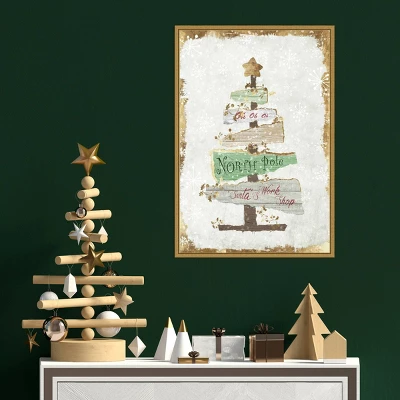 16" X 23" Golden Christmas Tree By PI Studio Framed Canvas Wall Art - Amanti Art 5 16" X 23" Golden Christmas Tree By PI Studio Framed Canvas Wall Art - Amanti Art - Image 3