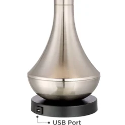 360 Lighting Simon Modern Table Lamps 25 1/2" High Set Of 2 Brushed Nickel With USB Charging Port Burlap Fabric Drum Shade For Bedroom Bedside Desk -Home Improvement Store GUEST 7dbbf572 e51b 4dd2 8516 5a195ad09e81