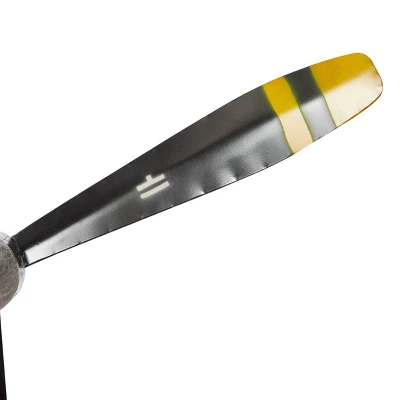 31" X 27" Metal Airplane Propeller 3 Blade Wall Decor With Aviation Detailing Black - Olivia & May 4 31" X 27" Metal Airplane Propeller 3 Blade Wall Decor With Aviation Detailing Black - Olivia & May - Image 2