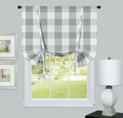 Kate Aurora Country Farmhouse Buffalo Plaid Gingham Single Tie Up Window Curtain Shades -Home Improvement Store GUEST 7fadb2fe e820 4afc 9cc1 ad02f194fdae