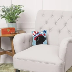 C&F Home 8" X 8" Patriotic Dog Hooked Americana July 4th Throw Pillow -Home Improvement Store GUEST 7fcf3d2c 4d15 4046 92a5 2bfb3d278494