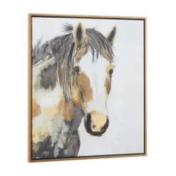 Modern Farmhouse Canvas Horse Framed Wall Art With Gold Frame Brown - Olivia & May -Home Improvement Store GUEST 80f19dd3 9338 444a 85e8 72844672f552