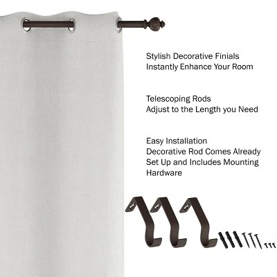 1-Inch Curtain Rod- Decorative Modern Urn Finials & Hardware- For Home Decor In Bedroom, Living Room & Kitchen, 48-84-Inch By Lavish Home (Bronze) 4 1-Inch Curtain Rod- Decorative Modern Urn Finials & Hardware- For Home Decor In Bedroom, Living Room & Kitchen, 48-84-Inch By Lavish Home (Bronze) - Image 2