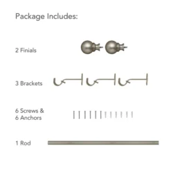 Cordelia 1" Window Drapery Single Curtain Rod With Globe Ball Finial - Elrene Home Fashions -Home Improvement Store GUEST 83574a1d c252 428e b2fc 17f7103012f1