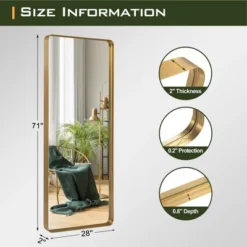 Aalysia 71" X 28" Full Length Mirror, Aluminum Alloy Frame Mirror Full Length For Leaning & Wall Mounted, Round Corners, No Stand - The Pop Home 13 Aalysia 71" X 28" Full Length Mirror, Aluminum Alloy Frame Mirror Full Length For Leaning & Wall Mounted, Round Corners, No Stand - The Pop Home -Home Improvement Store GUEST 8357a120 6be7 4d19 82bf de34475e1c8b