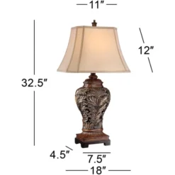 Barnes And Ivy Traditional Table Lamps 32.5" Tall Set Of 2 Bronze Curling Leaves Tan Rectangular Shade For Living Room Family Bedroom Bedside -Home Improvement Store GUEST 8364c30f 1b9d 410c a36c 4e639c37e4c1