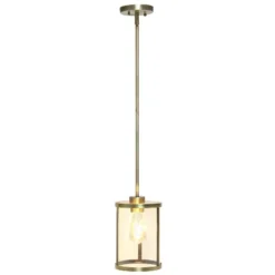 1-Light 9.25" Modern Farmhouse Adjustable Hanging Cylindrical Clear Glass Pendant Fixture With Metal Accent - Lalia Home -Home Improvement Store GUEST 88862fc3 7c30 4d2f ada8 94933b7d34fc