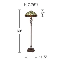 Robert Louis Tiffany Traditional Floor Lamp 60" Tall Bronze Tiffany Style Leaf Pattern Stained Glass Shade For Living Room Reading Bedroom -Home Improvement Store GUEST 8bac1bb3 1efb 4111 b2f0 c858b7e217c2