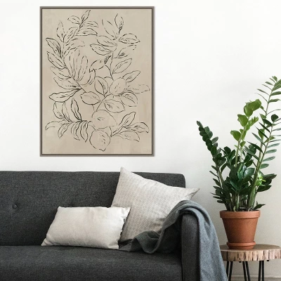 22" X 30" Outlined Leaves I By Asia Jensen Framed Canvas Wall Art Gray Wash - Amanti Art 7 22" X 30" Outlined Leaves I By Asia Jensen Framed Canvas Wall Art Gray Wash - Amanti Art - Image 5