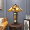 22.75" Tiffany Table Lamp Hand Cut Stained Glass Shade And Lamp Base (Includes LED Light Bulb) Dark Bronze - Cal Lighting -Home Improvement Store GUEST 8be05655 ec69 4e45 af8a d0ea8847c013