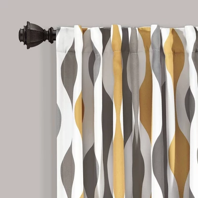 2pk 52"x108" Light Filtering Mid-Century Geo Curtain Panels Gold/Gray - Lush Décor 3 2pk 52"x108" Light Filtering Mid-Century Geo Curtain Panels Gold/Gray - Lush Décor