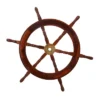 Wood Sail Boat Ship Wheel Wall Decor With Gold Hardware Brown - Olivia & May