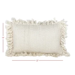 14X22 Inch Hand Woven Yarn Tassel Pillow White Cotton & Acrylic With Polyester Fill By Foreside Home & Garden -Home Improvement Store GUEST 8d404885 7d65 4e8b b9c3 39ed6be90af0