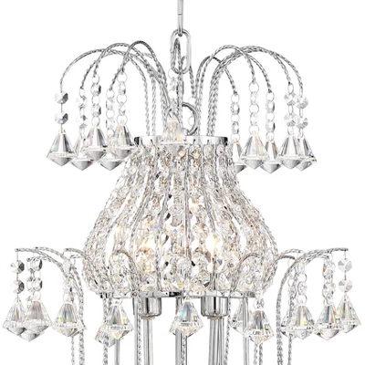 Vienna Full Spectrum Calylah Chrome Chandelier 21 1/2" Wide Modern Tiered Crystal 8-Light Fixture For Dining Room House Foyer Kitchen Island Entryway 5 Vienna Full Spectrum Calylah Chrome Chandelier 21 1/2" Wide Modern Tiered Crystal 8-Light Fixture For Dining Room House Foyer Kitchen Island Entryway - Image 3