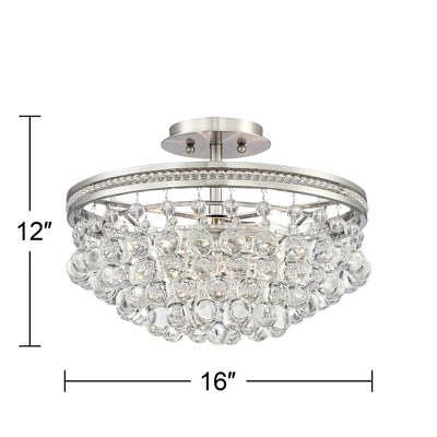 Vienna Full Spectrum Wohlfurst Modern Ceiling Light Semi Flush Mount Fixture 16" Wide Brushed Nickel 3-Light Clear Crystal For Bedroom Living Room 7 Vienna Full Spectrum Wohlfurst Modern Ceiling Light Semi Flush Mount Fixture 16" Wide Brushed Nickel 3-Light Clear Crystal For Bedroom Living Room - Image 5