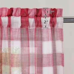 Trinity Tier Curtains Farmhouse Plaid Check Light Filtering Sheer For Kitchen Window, Set Of 2