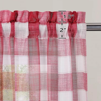 Trinity Tier Curtains Farmhouse Plaid Check Light Filtering Sheer For Kitchen Window, Set Of 2 3 Trinity Tier Curtains Farmhouse Plaid Check Light Filtering Sheer For Kitchen Window, Set Of 2