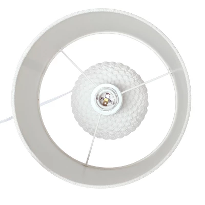 20.4" Traditional Ceramic Purled Texture Bedside Table Desk Lamp With White Fabric Drum Shade Off-White - Simple Designs 10 20.4" Traditional Ceramic Purled Texture Bedside Table Desk Lamp With White Fabric Drum Shade Off-White - Simple Designs - Image 8