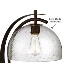 Possini Euro Design Modern Desk Lamps Set Of 2 With USB Port 22 1/2" High Bronze LED Clear Seeded Glass Shade For Bedroom Office -Home Improvement Store GUEST 94f8b08b 460e 4367 b974 fdf11d3b35a4