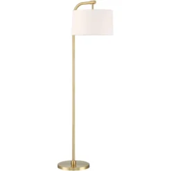 360 Lighting Modern Art Deco Arc Floor Lamp 64" Tall Warm Gold Metal White Fabric Drum Shade For Living Room Reading Family Bedroom Office House Home -Home Improvement Store GUEST 95aa84f7 6ecd 4104 b4d0 b21cdb583442