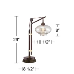 Franklin Iron Works Industrial Desk Table Lamp With USB And AC Power Outlet Workstation Charging Base 29" Tall Bronze Cognac Glass Office -Home Improvement Store GUEST 962515bb ae6e 4e49 ad30 8f29b650966e
