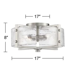 Possini Euro Design Prane Modern Industrial Ceiling Light Semi Flush Mount Fixture 17" Wide Brushed Nickel 4-Light Warped Glass For Bedroom Kitchen -Home Improvement Store GUEST 968afca0 1c02 432c 9354 62d2a6a517c1