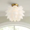 Possini Euro Design Modern Ceiling Light Semi Flush Mount Fixture White Flower Gold Metal 15 3/4" Wide Living Room Bedroom Kitchen -Home Improvement Store GUEST 97aba4d1 b8bc 4a3c 9856 5d7e7b03a75a