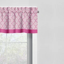 Bacati - Quatrefoil Pink Window Valance