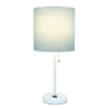 19.5" Bedside Power Outlet Base Metal Table Desk Lamp In White With Aqua Blue Fabric Shade - Creekwood Home -Home Improvement Store GUEST 97dcf689 bfe3 453d a7eb c69ce1e90899