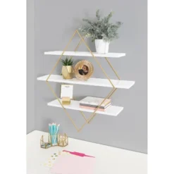 30.5" X 31.75" Daxton Wood And Metal Wall Shelf White - Kate & Laurel All Things Decor -Home Improvement Store GUEST 985bf8e2 36eb 4ee2 9dfa 04bc157b3ab1