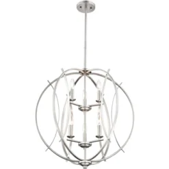 Possini Euro Design Spherical Brushed Nickel Large Chandelier 24" Wide Modern 6-Light Fixture For Dining Room House Foyer Kitchen Island Entryway Home -Home Improvement Store GUEST 99270896 2f9d 421d ad3d d6863d64a567