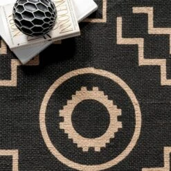 5'x8' Gretel Geometric Motif Jute Tassel Area Rug Black - NuLOOM -Home Improvement Store GUEST 99c3ff00 d468 4982 9e46 4b68432705d4