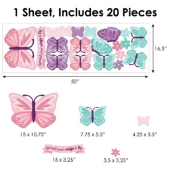 Big Dot Of Happiness Beautiful Butterfly - Peel And Stick Nursery And Kids Room Vinyl Wall Art Stickers - Wall Decals - Set Of 20 -Home Improvement Store GUEST 9a81df76 b2e8 480c 8deb 07f8a9e5d16c