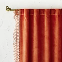 1pc Light Filtering Velvet Macrame Trim Window Curtain Panel Burnt Orange - Opalhouse™ Designed With Jungalow™ -Home Improvement Store GUEST 9bfd56a0 ad5c 4df0 98b1 851ec6623ce3