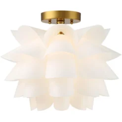 Possini Euro Design Modern Ceiling Light Semi Flush Mount Fixture White Flower Gold Metal 15 3/4" Wide Living Room Bedroom Kitchen -Home Improvement Store GUEST 9caa153e a2a6 4cbb b7c7 151d401311d5