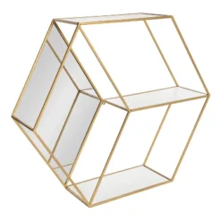 26" X 7" X 23" Lintz Hexagon Shelves With Mirror - Kate & Laurel All Things Decor -Home Improvement Store GUEST 9d1a9402 f89c 4881 be37 55c65559b34e