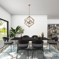 Modern Metal Chandelier With Link Style Chain Gold - Olivia & May -Home Improvement Store GUEST 9d1e7925 1ee6 41dc 951e 6dc511a7bfc1