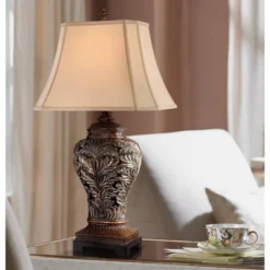 Barnes And Ivy Traditional Table Lamps 32.5" Tall Set Of 2 Bronze Curling Leaves Tan Rectangular Shade For Living Room Family Bedroom Bedside -Home Improvement Store GUEST 9deb63c1 d9d3 4ced af41 ccff1a0338e2