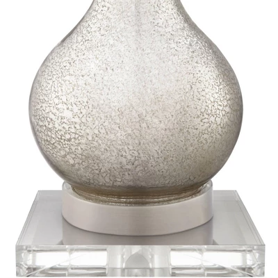 360 Lighting Ledger Modern Accent Table Lamps Set Of 2 With Square Risers 22 3/4" High Mercury Glass USB Port Dimmers Off-White Shade For Office Desk 7 360 Lighting Ledger Modern Accent Table Lamps Set Of 2 With Square Risers 22 3/4" High Mercury Glass USB Port Dimmers Off-White Shade For Office Desk - Image 5