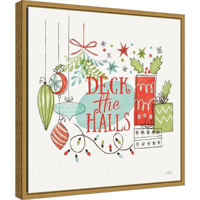 16" X 16" Deck The Halls Christmas Holly By Janelle Penner Framed Canvas Wall Art - Amanti Art 3 16" X 16" Deck The Halls Christmas Holly By Janelle Penner Framed Canvas Wall Art - Amanti Art