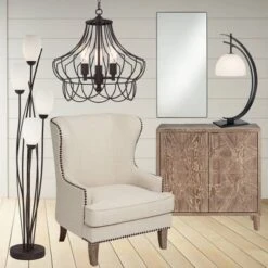 Franklin Iron Works Modern Floor Lamp 4-Light Tree 73" Tall Ginger Black Tulip White Cased Glass Shades For Living Room Bedroom Uplight -Home Improvement Store GUEST a56fbf05 f2d0 470c 8516 40a48fc15861